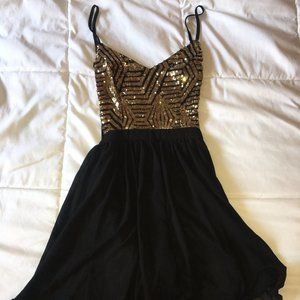 Sequined Black Open-Back Women's XS Dress